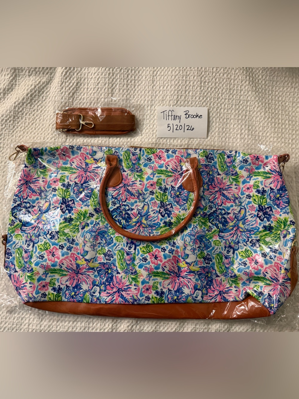 Daisy, Minnie, Mickey, Donald Weekender Bag with Tan Trim - Women Bags